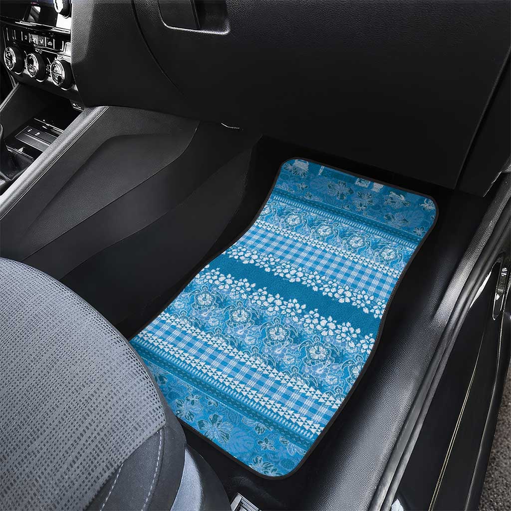 Hawaiian Hibiscus Honu Car Mats Blue Mele Kalikimaka Palaka Spirit - Polynesian Pride