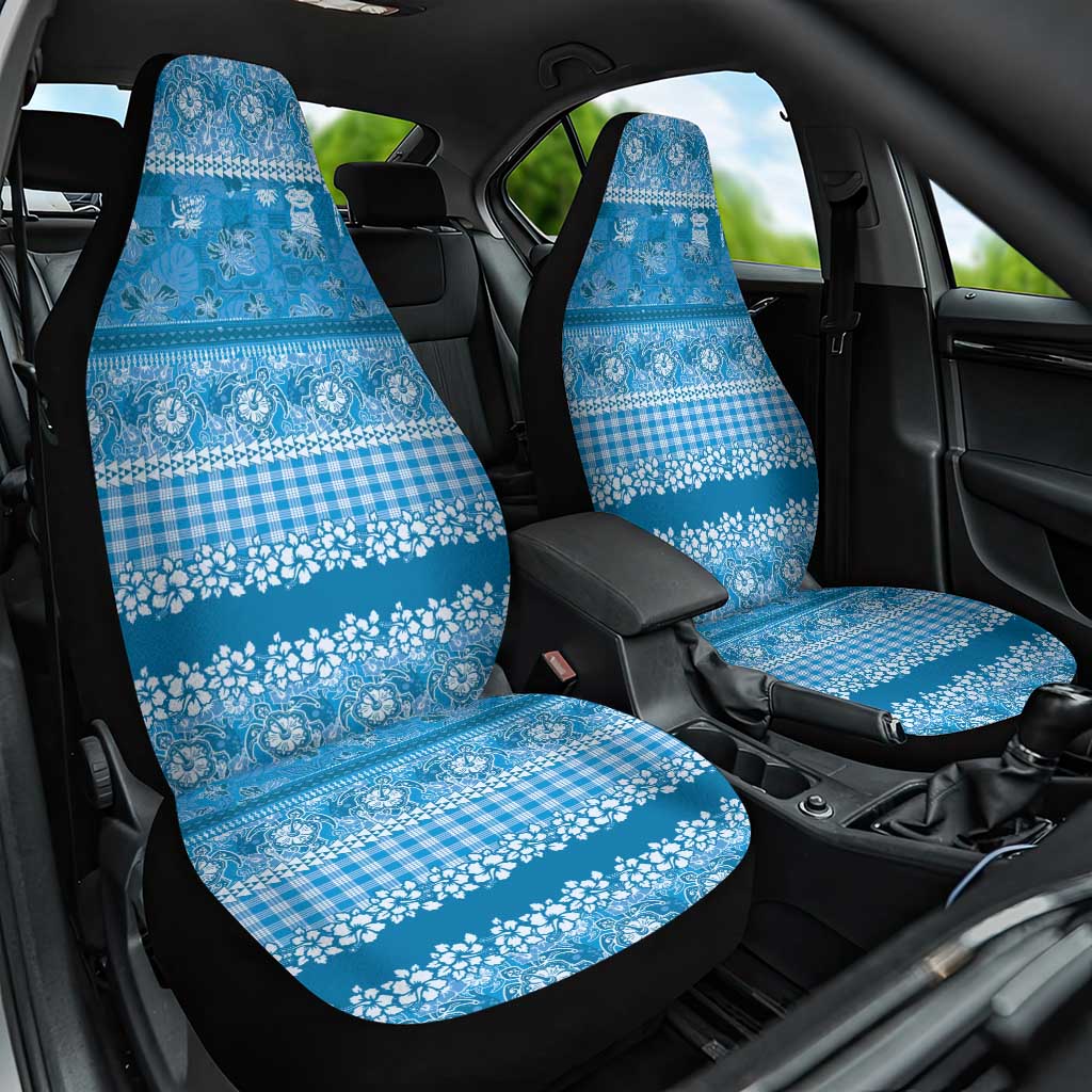 Hawaiian Hibiscus Honu Car Seat Cover Blue Mele Kalikimaka Palaka Spirit - Polynesian Pride