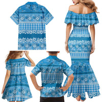 Hawaiian Hibiscus Honu Family Matching Mermaid Dress and Hawaiian Shirt Blue Mele Kalikimaka Palaka Spirit - Polynesian Pride