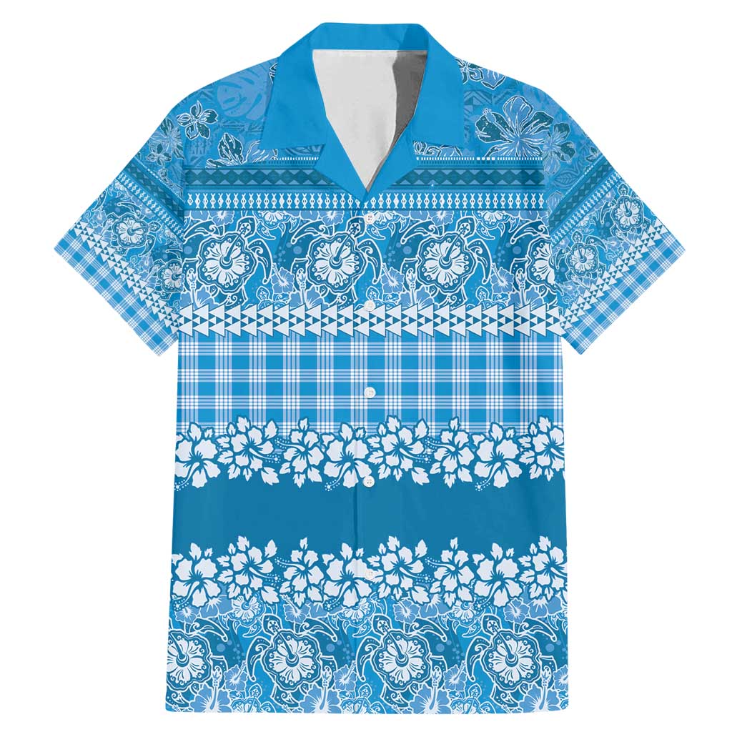 Hawaiian Hibiscus Honu Family Matching Mermaid Dress and Hawaiian Shirt Blue Mele Kalikimaka Palaka Spirit - Polynesian Pride