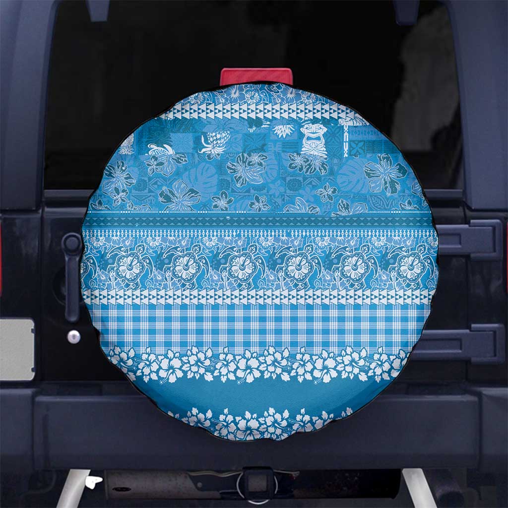 Hawaiian Hibiscus Honu Spare Tire Cover Blue Mele Kalikimaka Palaka Spirit - Polynesian Pride