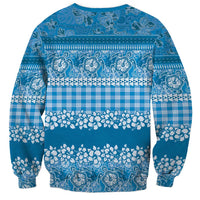 Hawaiian Hibiscus Honu Sweatshirt Blue Mele Kalikimaka Palaka Spirit - Polynesian Pride