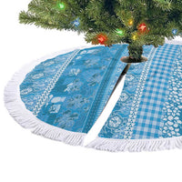 Hawaiian Hibiscus Honu Tree Skirt Blue Mele Kalikimaka Palaka Spirit - Polynesian Pride