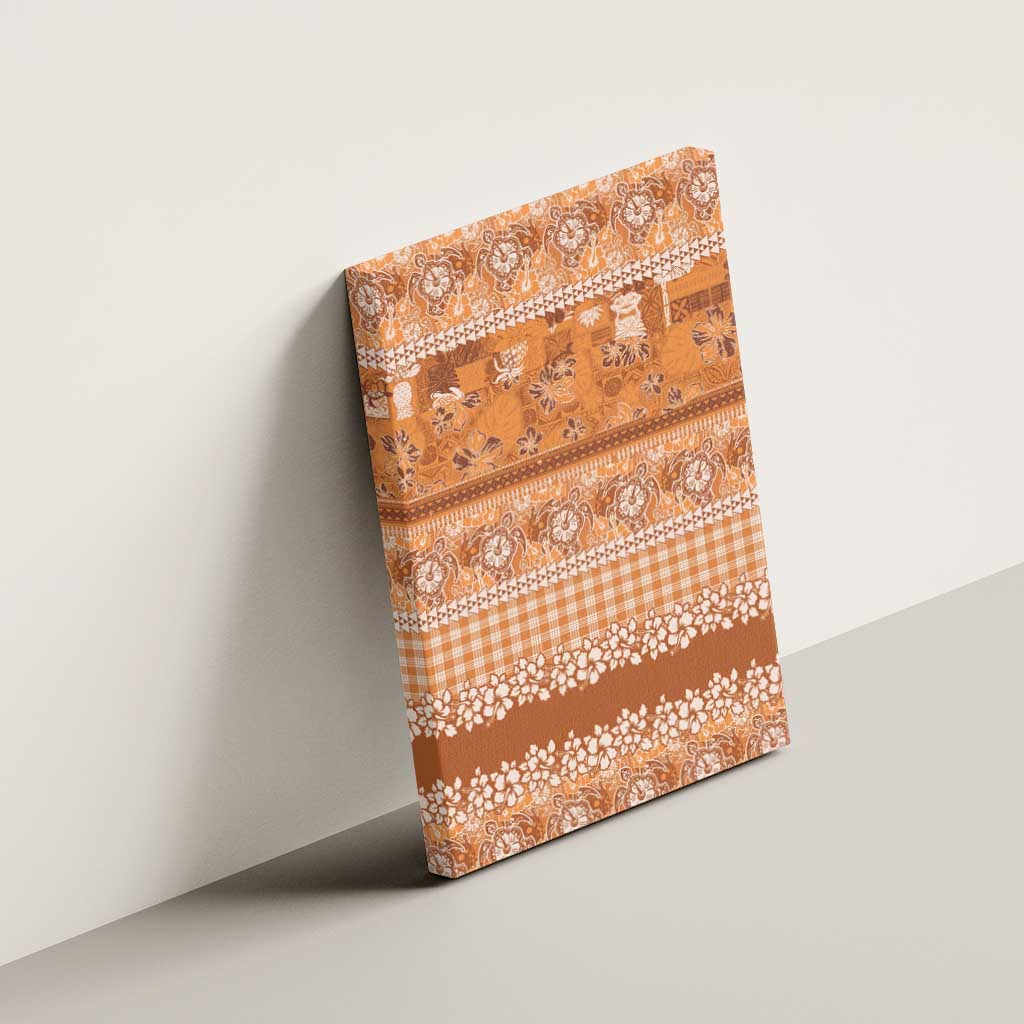 Hawaiian Hibiscus Honu Canvas Wall Art Gold Mele Kalikimaka Palaka Spirit - Polynesian Pride