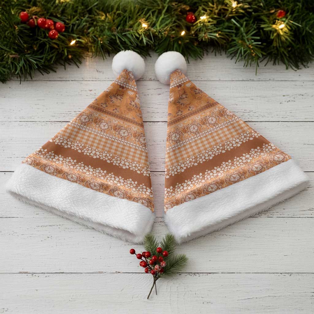 Hawaiian Hibiscus Honu Christmas Santa Hat Gold Mele Kalikimaka Palaka Spirit - Polynesian Pride