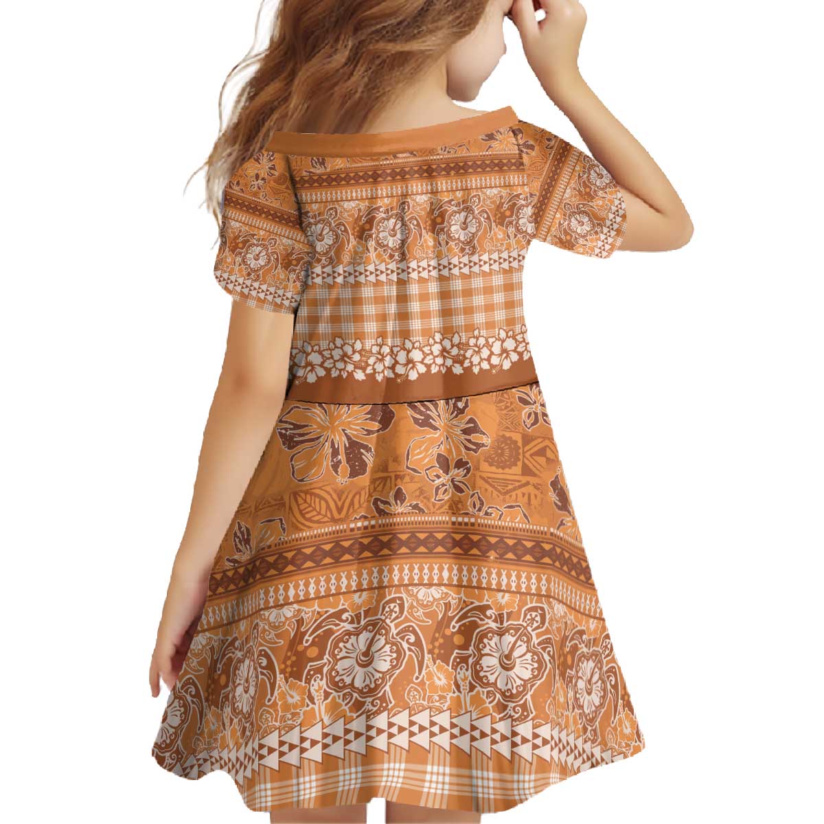 Hawaiian Hibiscus Honu Family Matching Off The Shoulder Long Sleeve Dress and Hawaiian Shirt Gold Mele Kalikimaka Palaka Spirit - Polynesian Pride