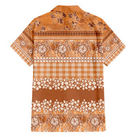 Hawaiian Hibiscus Honu Family Matching Off The Shoulder Long Sleeve Dress and Hawaiian Shirt Gold Mele Kalikimaka Palaka Spirit - Polynesian Pride