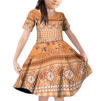 Hawaiian Hibiscus Honu Family Matching Off Shoulder Short Dress and Hawaiian Shirt Gold Mele Kalikimaka Palaka Spirit - Polynesian Pride