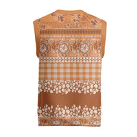 Hawaiian Hibiscus Honu Christmas Knitted V-Neck Vest Gold Mele Kalikimaka Palaka Spirit - Polynesian Pride