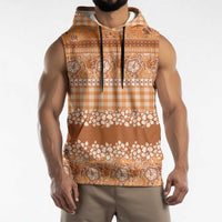 Hawaiian Hibiscus Honu Sleeveless Hoodie Gold Mele Kalikimaka Palaka Spirit - Polynesian Pride
