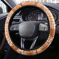 Hawaiian Hibiscus Honu Steering Wheel Cover Gold Mele Kalikimaka Palaka Spirit - Polynesian Pride