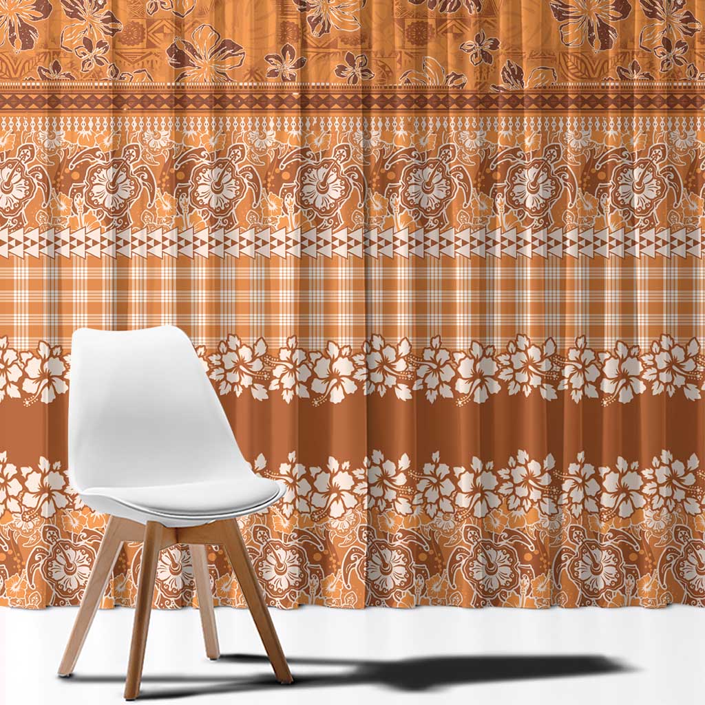 Hawaiian Hibiscus Honu Window Curtain Gold Mele Kalikimaka Palaka Spirit - Polynesian Pride