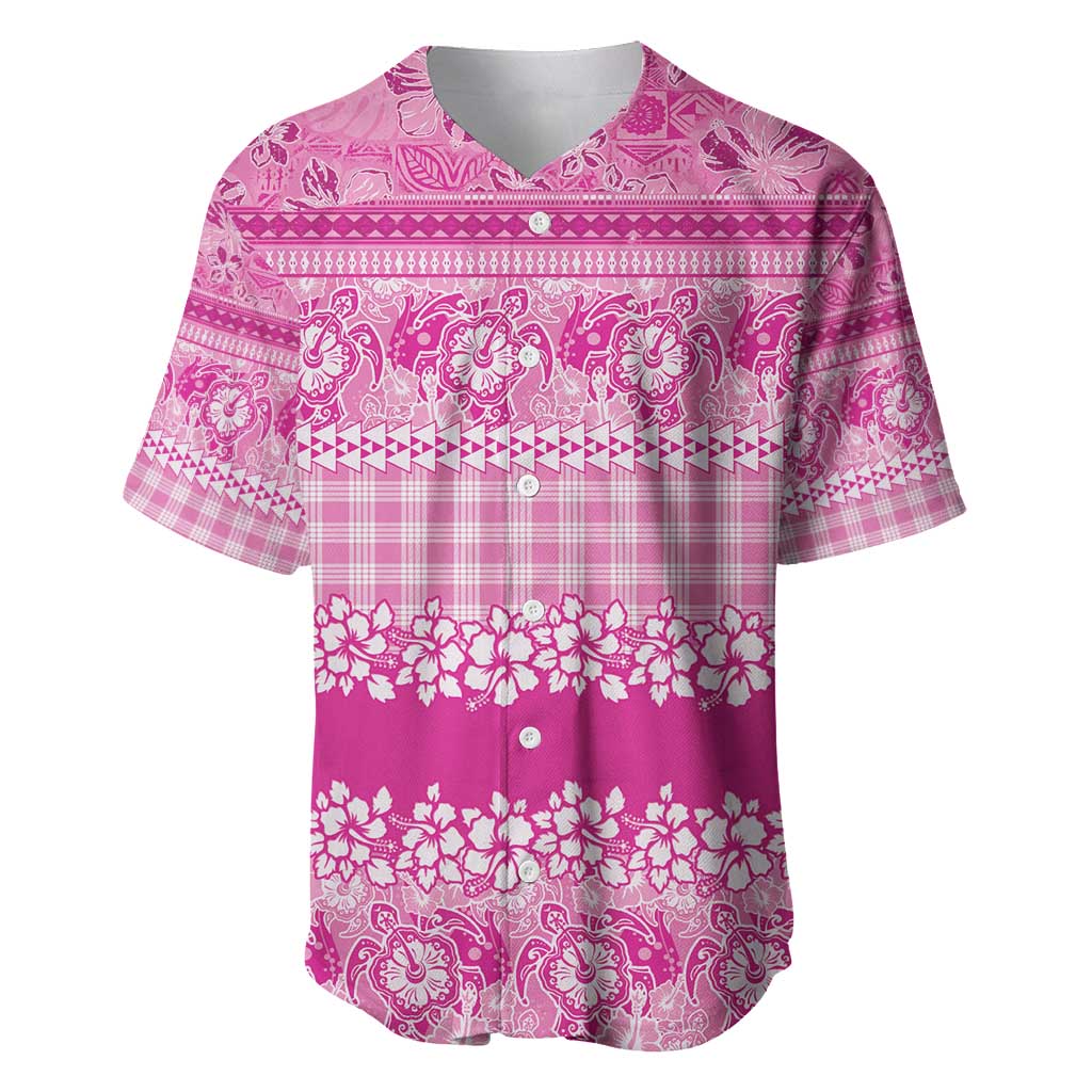 Hawaiian Hibiscus Honu Baseball Jersey Pink Mele Kalikimaka Palaka Spirit - Polynesian Pride