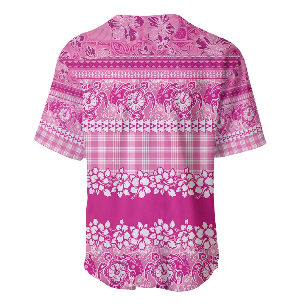 Hawaiian Hibiscus Honu Baseball Jersey Pink Mele Kalikimaka Palaka Spirit - Polynesian Pride