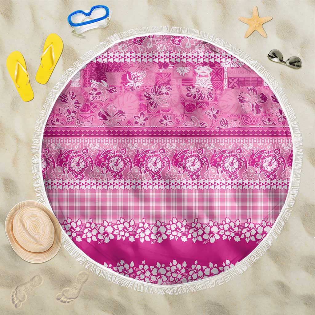 Hawaiian Hibiscus Honu Beach Blanket Pink Mele Kalikimaka Palaka Spirit - Polynesian Pride