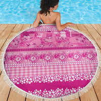 Hawaiian Hibiscus Honu Beach Blanket Pink Mele Kalikimaka Palaka Spirit - Polynesian Pride