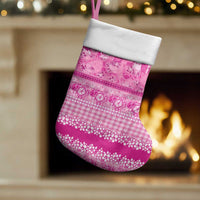 Hawaiian Hibiscus Honu Christmas Stocking Pink Mele Kalikimaka Palaka Spirit - Polynesian Pride