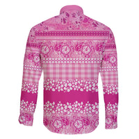 Hawaiian Hibiscus Honu Family Matching Off The Shoulder Long Sleeve Dress and Hawaiian Shirt Pink Mele Kalikimaka Palaka Spirit - Polynesian Pride