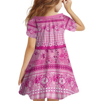 Hawaiian Hibiscus Honu Family Matching Off Shoulder Short Dress and Hawaiian Shirt Pink Mele Kalikimaka Palaka Spirit - Polynesian Pride