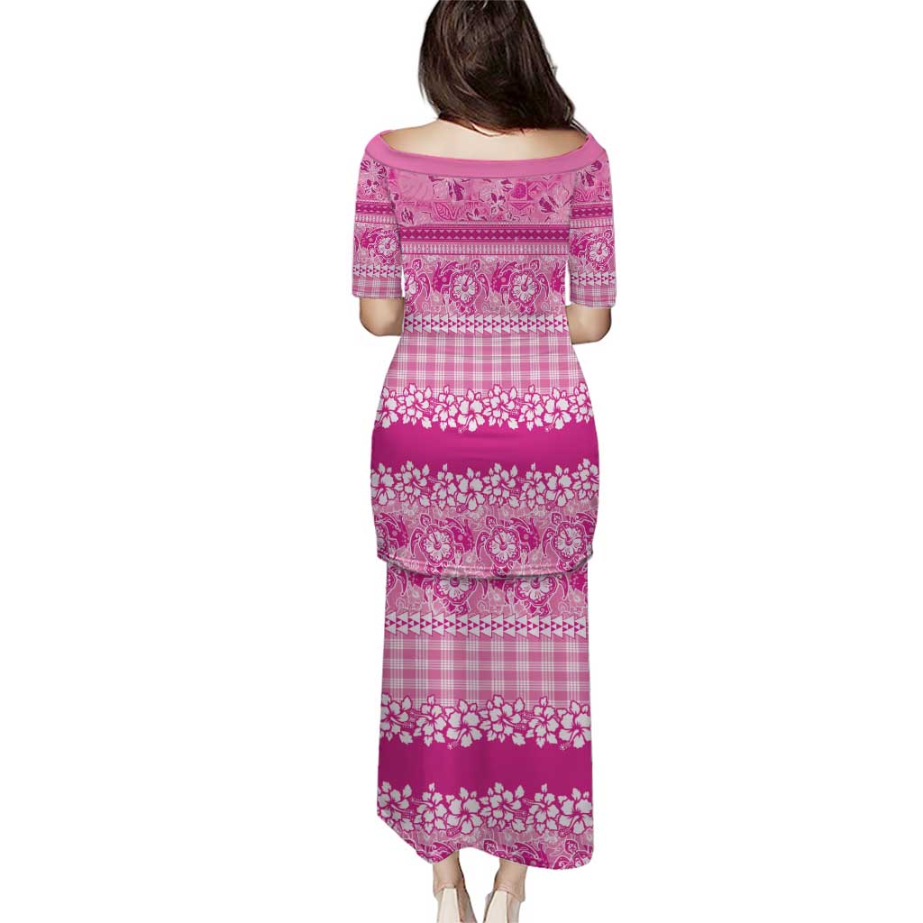 Hawaiian Hibiscus Honu Family Matching Puletasi and Hawaiian Shirt Pink Mele Kalikimaka Palaka Spirit LT9 - Polynesian Pride