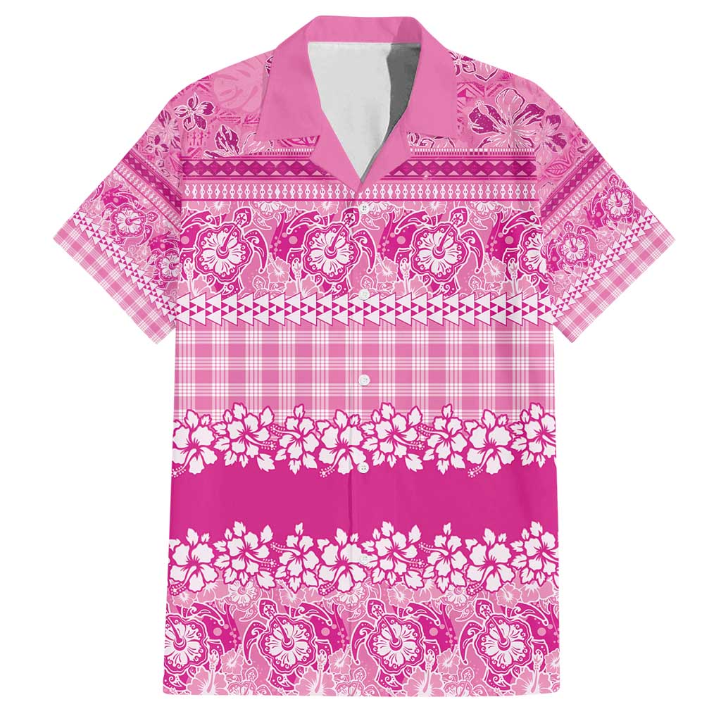 Hawaiian Hibiscus Honu Family Matching Summer Maxi Dress and Hawaiian Shirt Pink Mele Kalikimaka Palaka Spirit - Polynesian Pride