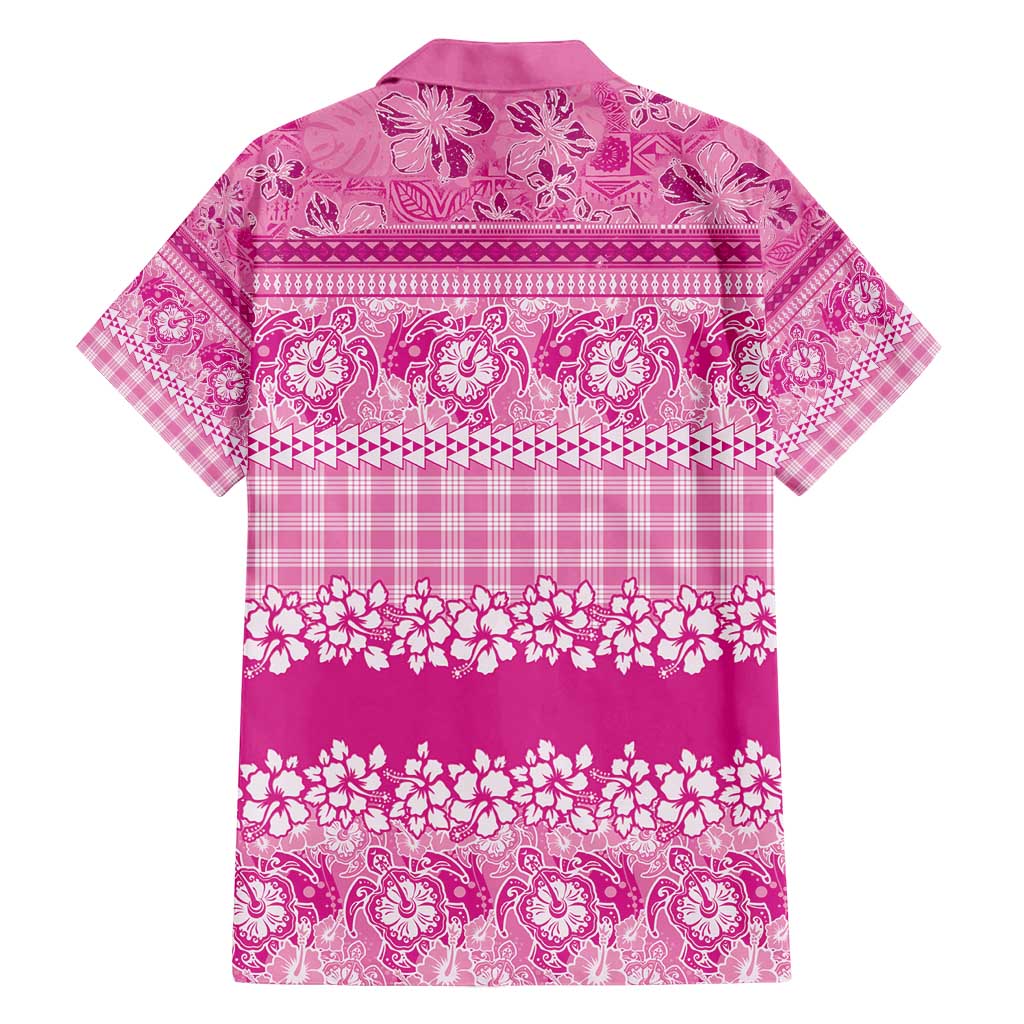 Hawaiian Hibiscus Honu Family Matching Tank Maxi Dress and Hawaiian Shirt Pink Mele Kalikimaka Palaka Spirit - Polynesian Pride