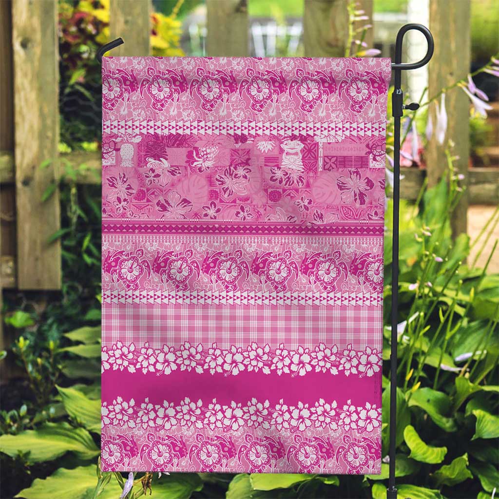 Hawaiian Hibiscus Honu Garden Flag Pink Mele Kalikimaka Palaka Spirit - Polynesian Pride