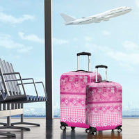 Hawaiian Hibiscus Honu Luggage Cover Pink Mele Kalikimaka Palaka Spirit - Polynesian Pride