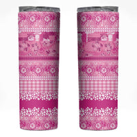 Hawaiian Hibiscus Honu Skinny Tumbler Pink Mele Kalikimaka Palaka Spirit - Polynesian Pride