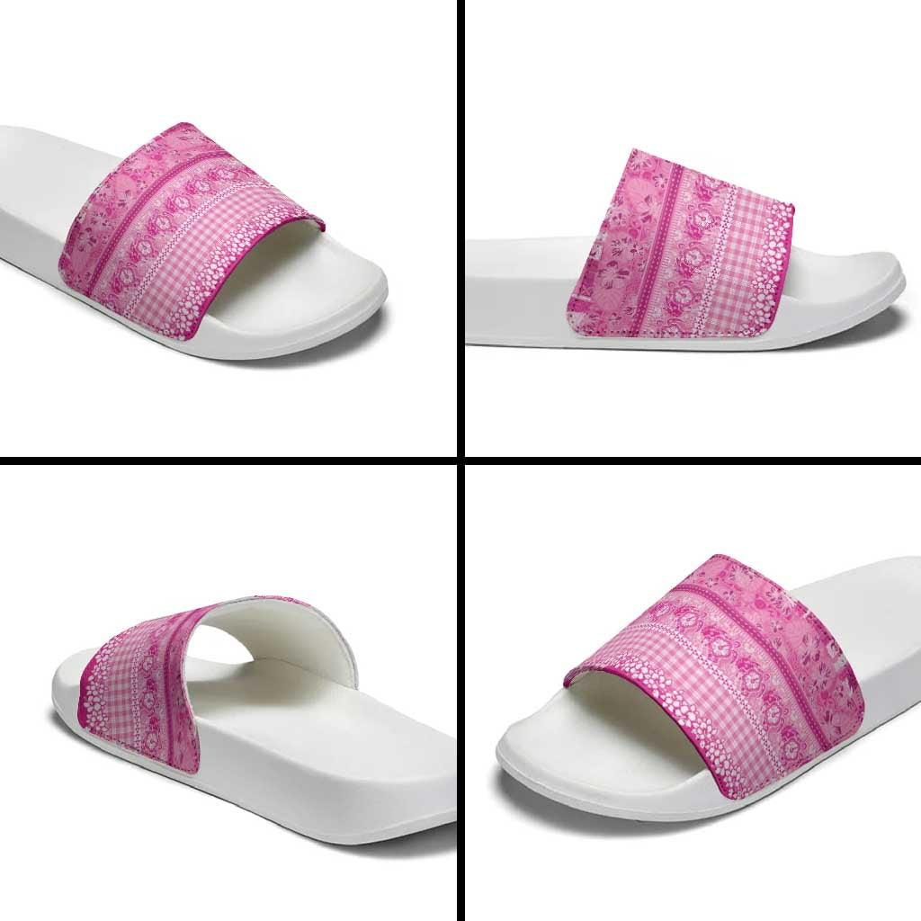 Hawaiian Hibiscus Honu Slide Sandals Pink Mele Kalikimaka Palaka Spirit - Polynesian Pride