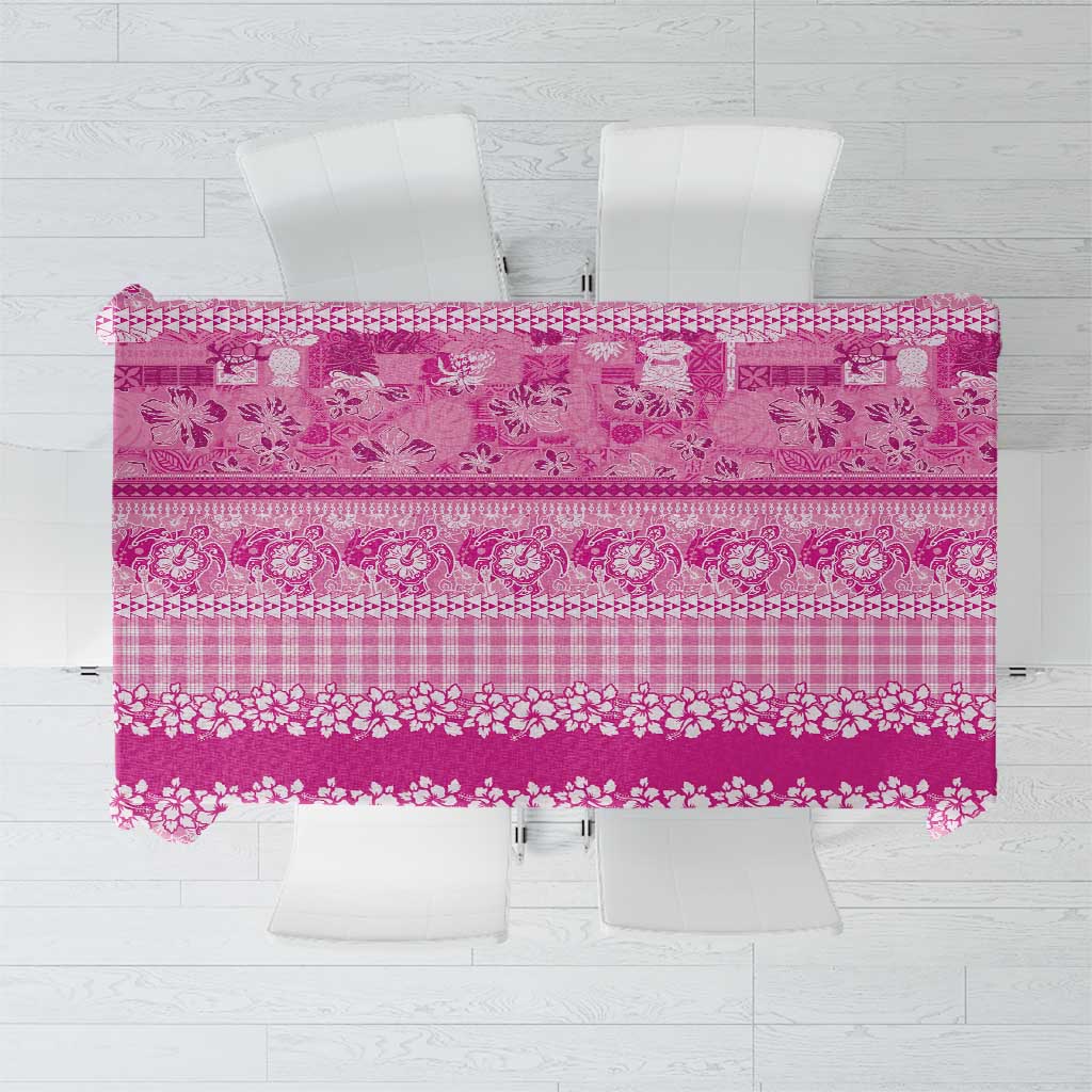 Hawaiian Hibiscus Honu Tablecloth Pink Mele Kalikimaka Palaka Spirit - Polynesian Pride