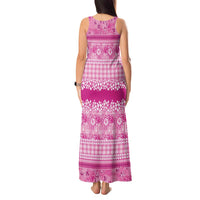 Hawaiian Hibiscus Honu Tank Maxi Dress Pink Mele Kalikimaka Palaka Spirit - Polynesian Pride