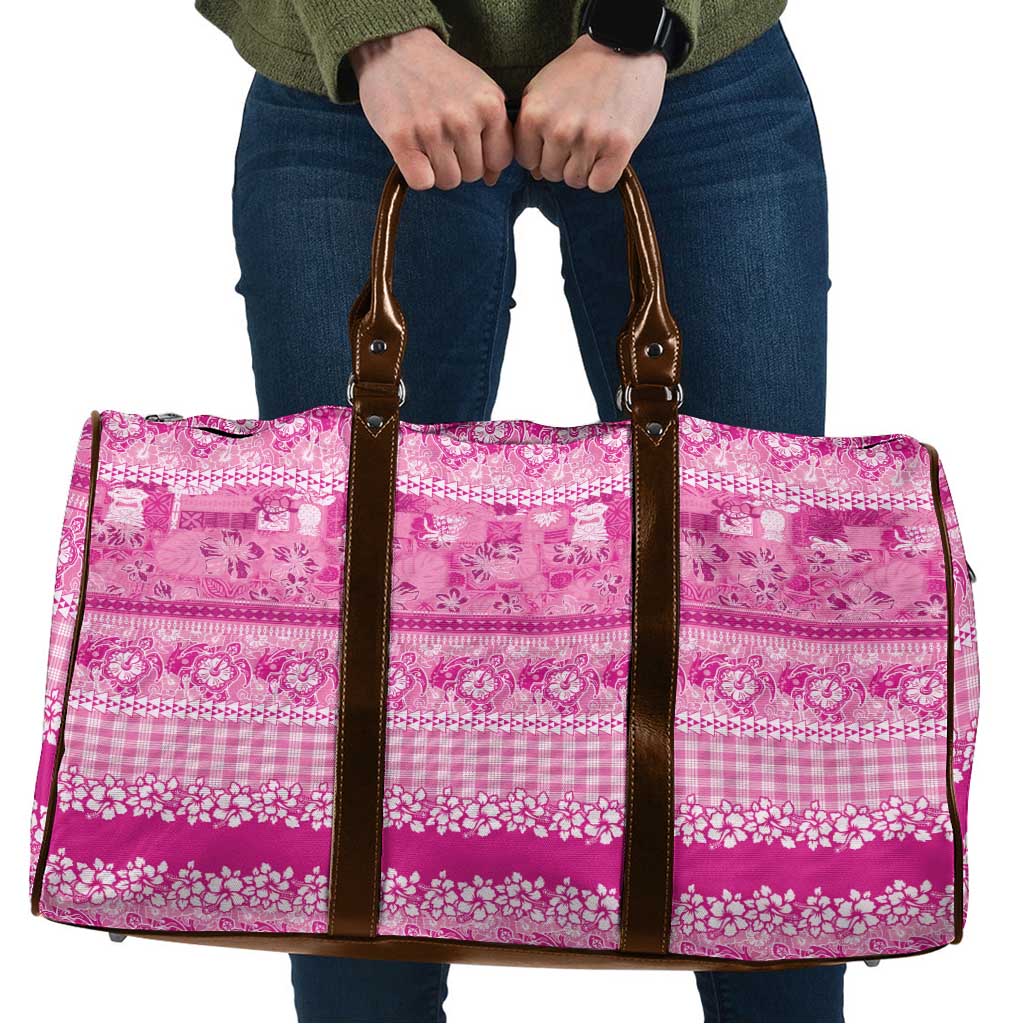 Hawaiian Hibiscus Honu Travel Bag Pink Mele Kalikimaka Palaka Spirit - Polynesian Pride