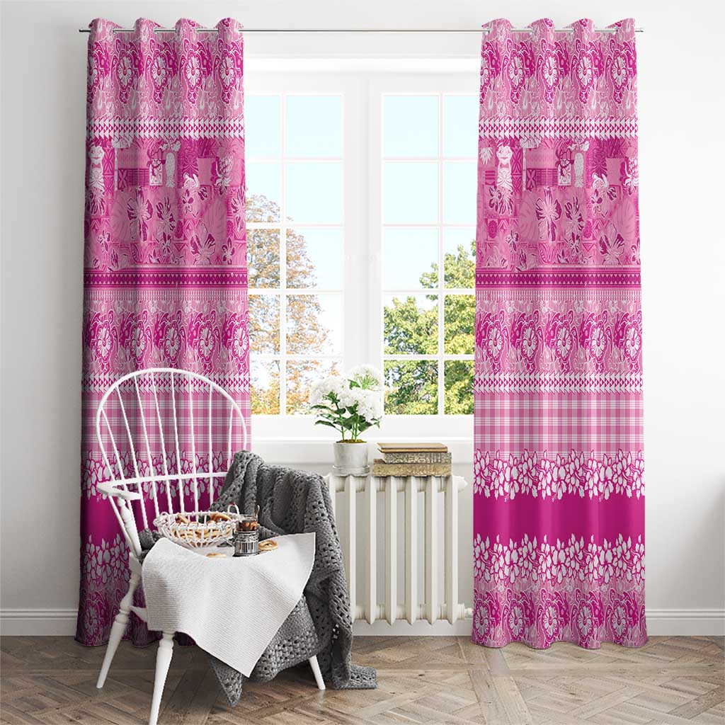 Hawaiian Hibiscus Honu Window Curtain Pink Mele Kalikimaka Palaka Spirit - Polynesian Pride