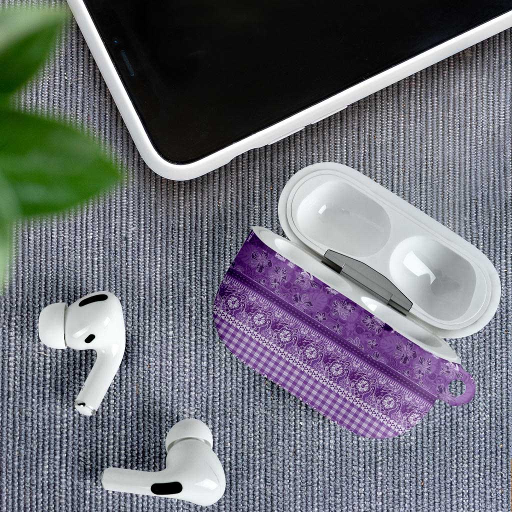 Hawaiian Hibiscus Honu AirPods Case Purple Mele Kalikimaka Palaka Spirit - Polynesian Pride