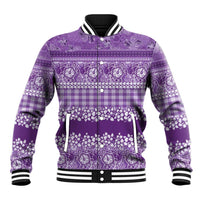 Hawaiian Hibiscus Honu Baseball Jacket Purple Mele Kalikimaka Palaka Spirit - Polynesian Pride