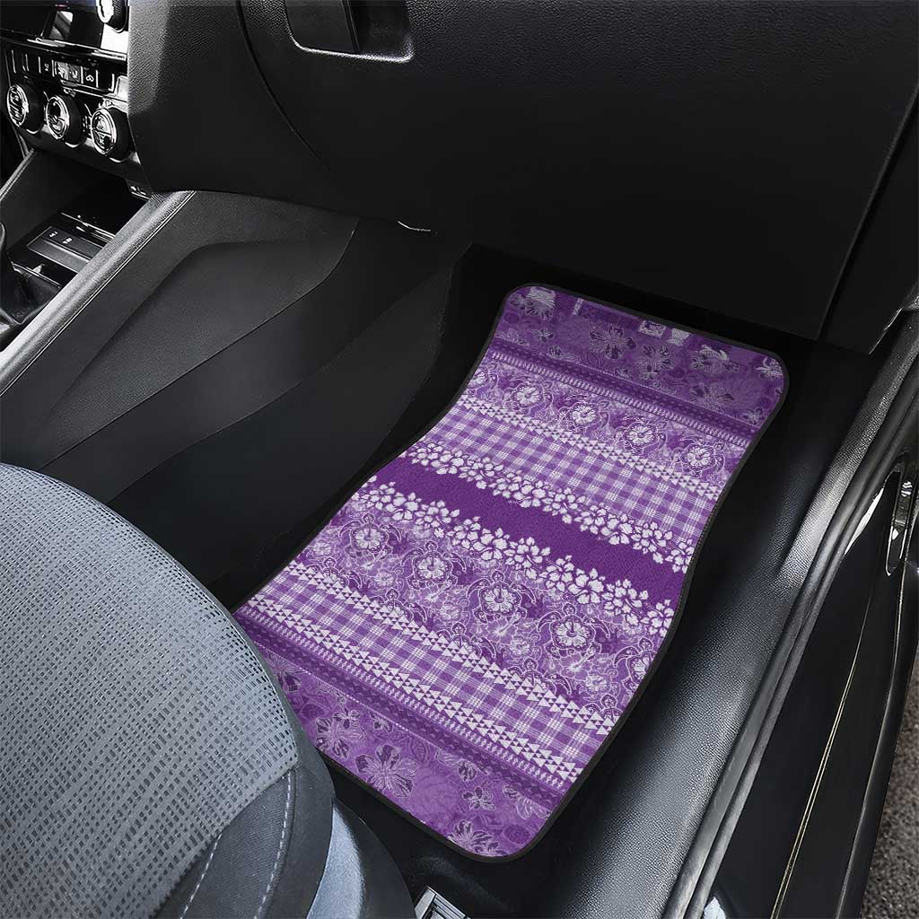 Hawaiian Hibiscus Honu Car Mats Purple Mele Kalikimaka Palaka Spirit - Polynesian Pride