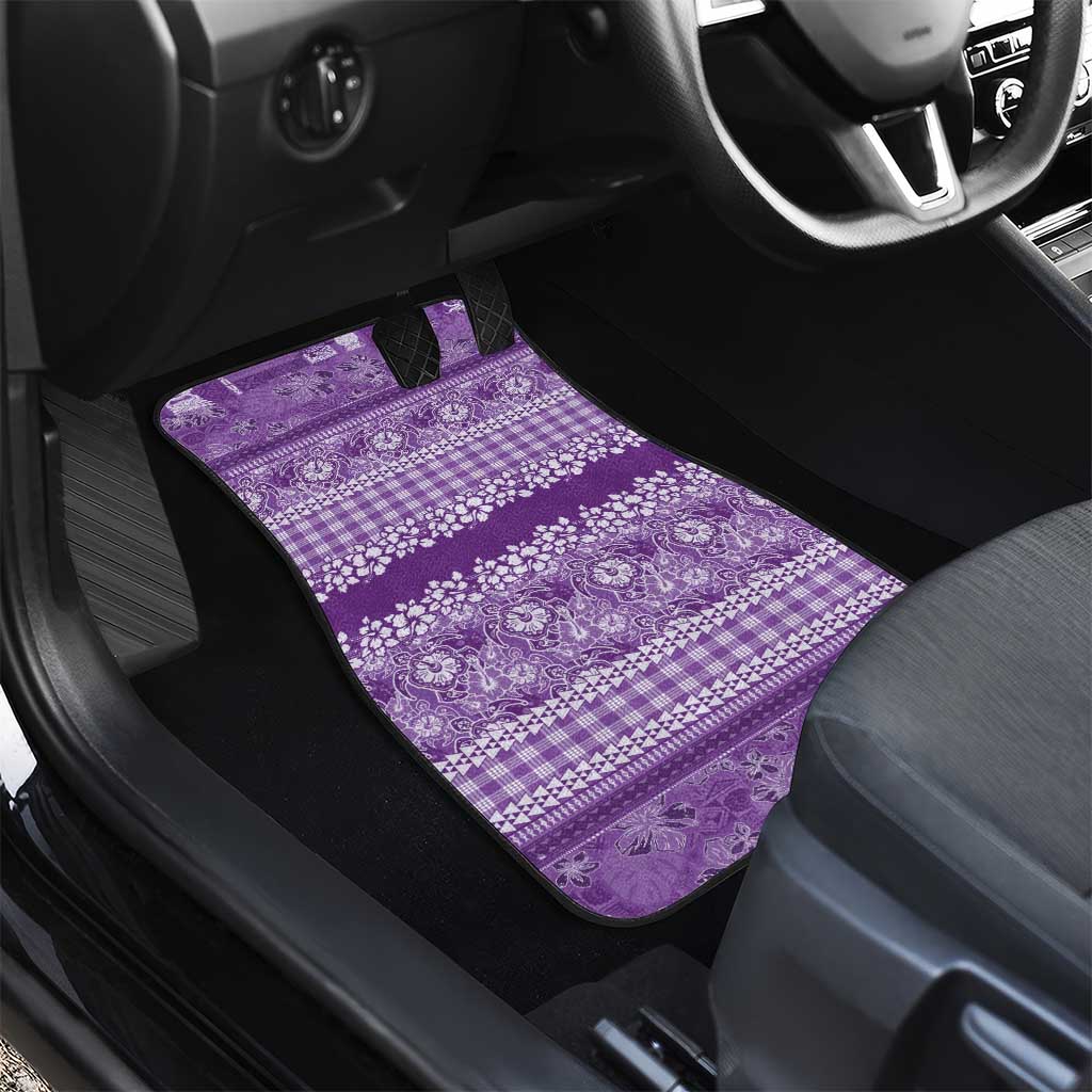 Hawaiian Hibiscus Honu Car Mats Purple Mele Kalikimaka Palaka Spirit - Polynesian Pride