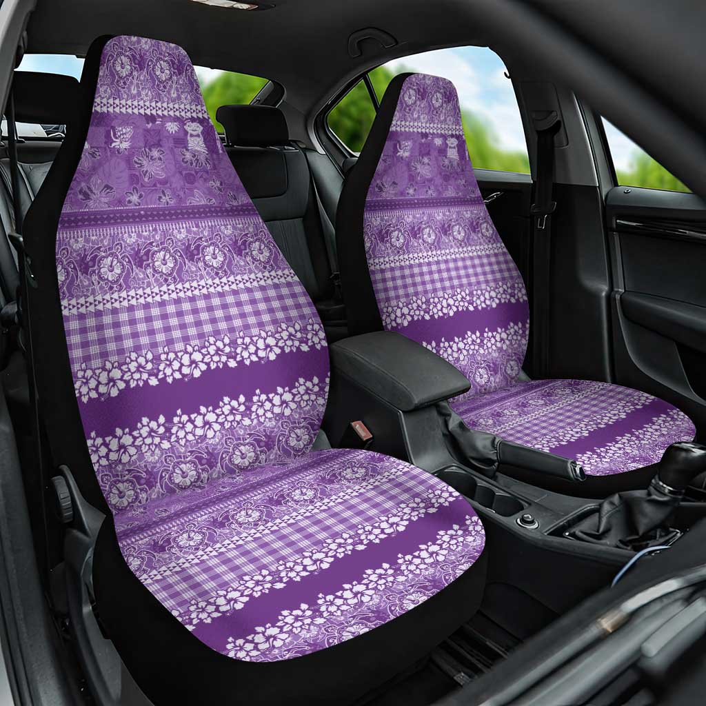 Hawaiian Hibiscus Honu Car Seat Cover Purple Mele Kalikimaka Palaka Spirit - Polynesian Pride
