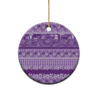 Hawaiian Hibiscus Honu Ceramic Ornament Purple Mele Kalikimaka Palaka Spirit - Polynesian Pride