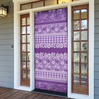 Hawaiian Hibiscus Honu Door Cover Purple Mele Kalikimaka Palaka Spirit - Polynesian Pride