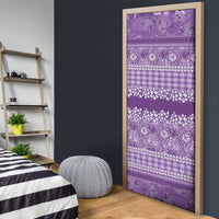 Hawaiian Hibiscus Honu Door Cover Purple Mele Kalikimaka Palaka Spirit - Polynesian Pride