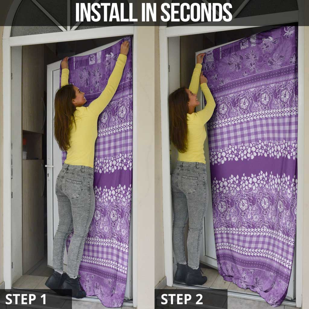 Hawaiian Hibiscus Honu Door Cover Purple Mele Kalikimaka Palaka Spirit - Polynesian Pride