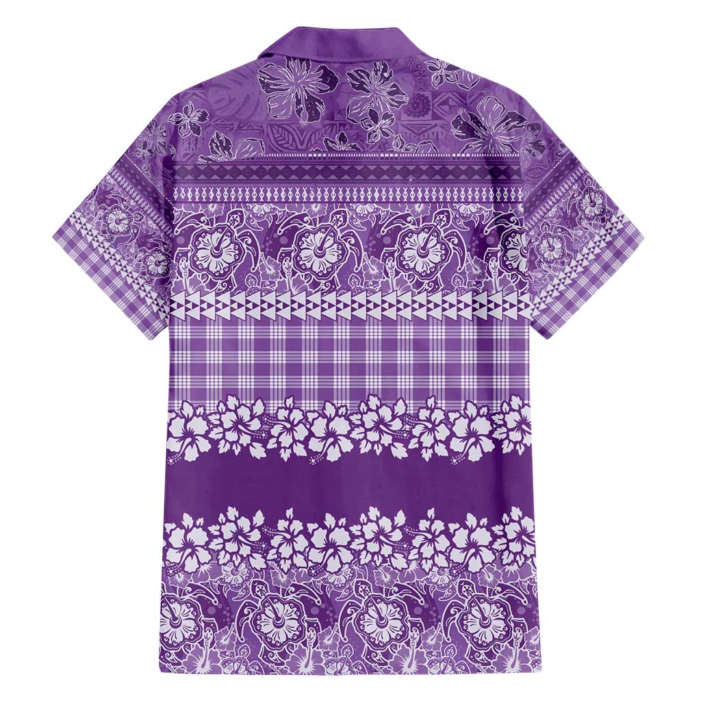 Hawaiian Hibiscus Honu Family Matching Long Sleeve Bodycon Dress and Hawaiian Shirt Purple Mele Kalikimaka Palaka Spirit - Polynesian Pride