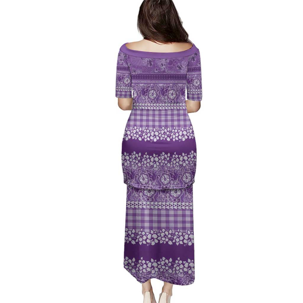 Hawaiian Hibiscus Honu Family Matching Puletasi and Hawaiian Shirt Purple Mele Kalikimaka Palaka Spirit - Polynesian Pride