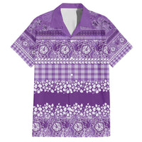 Hawaiian Hibiscus Honu Family Matching Summer Maxi Dress and Hawaiian Shirt Purple Mele Kalikimaka Palaka Spirit - Polynesian Pride