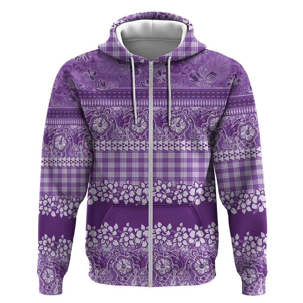 Hawaiian Hibiscus Honu Hoodie Purple Mele Kalikimaka Palaka Spirit - Polynesian Pride