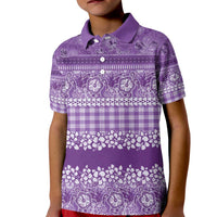 Hawaiian Hibiscus Honu Kid Polo Shirt Purple Mele Kalikimaka Palaka Spirit - Polynesian Pride