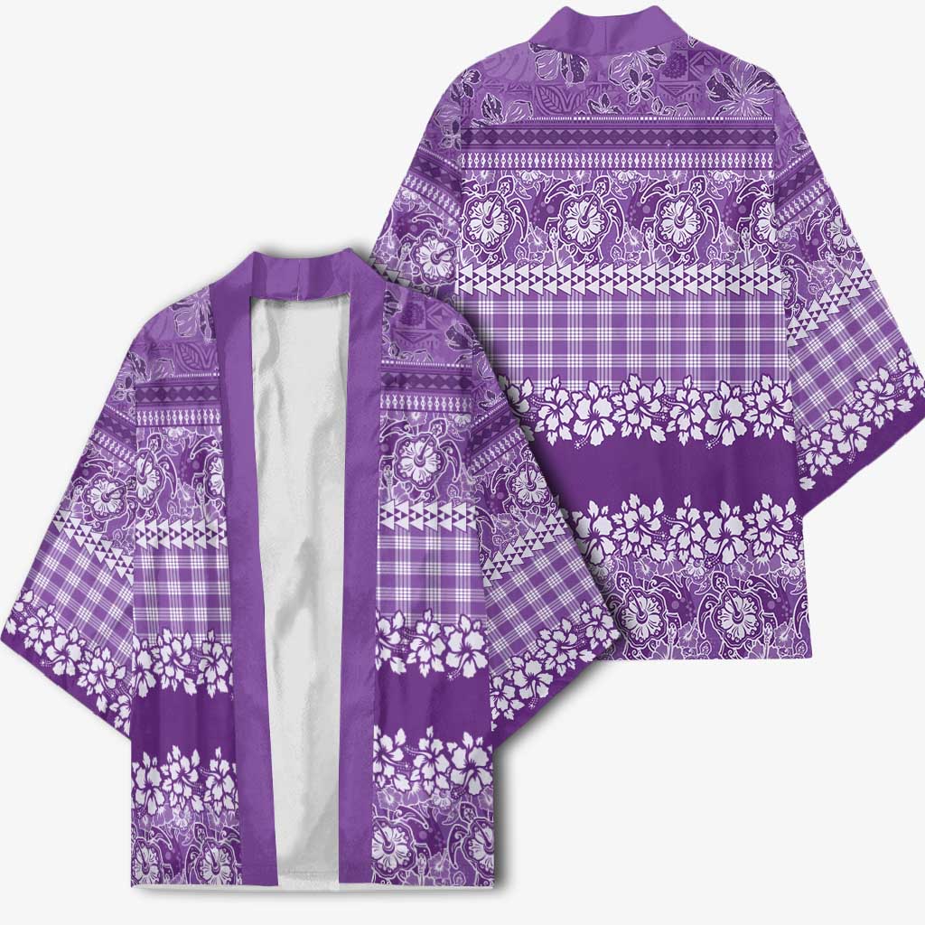 Hawaiian Hibiscus Honu Kimono Purple Mele Kalikimaka Palaka Spirit - Polynesian Pride