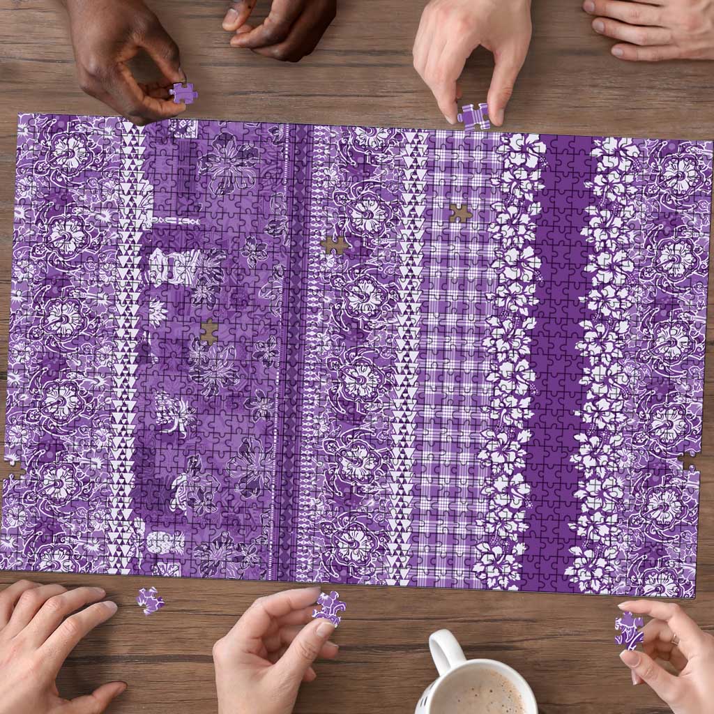 Hawaiian Hibiscus Honu Puzzle Purple Mele Kalikimaka Palaka Spirit - Polynesian Pride